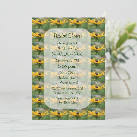 Black Eyed Susan Floral Vrijgezellenfeest Invite Kaart (Staand voorkant)