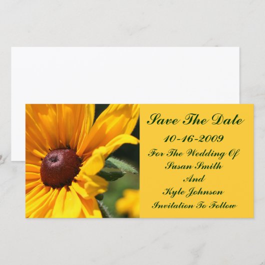 Black Eyed Susan Floral Wedding Bewaar de datum Save The Date (Voorkant / Achterkant)
