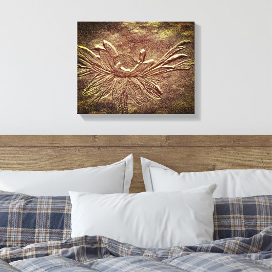 Black Eyed Susan Flower Art Sculpted Effect Canvas Afdruk (Insitu (Slaapkamer))
