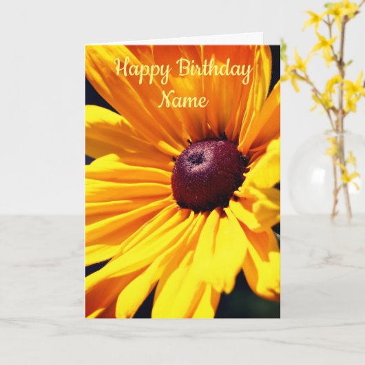 Black Eyed Susan Flower Personalized Birthday Kaar Kaart (Gele Bloem)