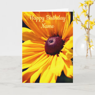 Black Eyed Susan Flower Personalized Birthday Kaar Kaart