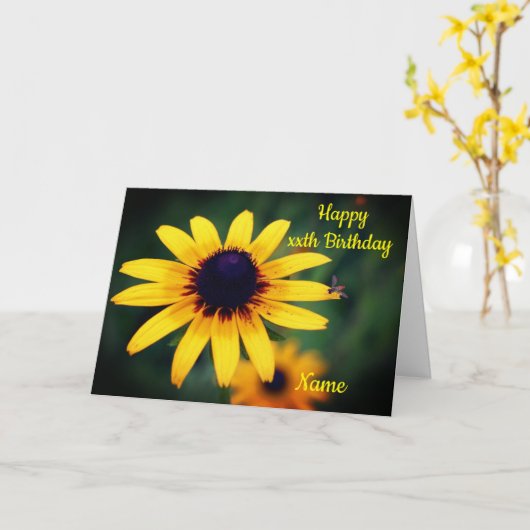 Black Eyed Susan Flower Personalized Birthday Kaart (Gele Bloem)