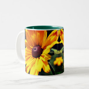 Black Eyed Susan Flower Personalized Tweekleurige Koffiemok