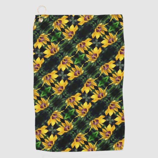 Black Eyed Susan Flower Unfolding Pattern Golfhanddoek (Voorkant)
