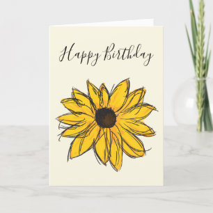 Black Eyed Susan Flower Yellow and Brown Birthday Kaart
