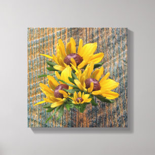 Black Eyed Susan Flowers aan boord Canvas Afdruk