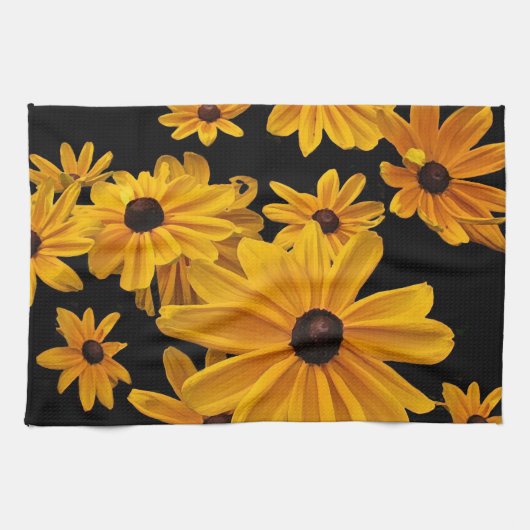Black Eyed Susan Flowers Kitchen Towel Theedoek (Horizontaal)
