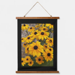 Black Eyed Susan Flowers met zwarte rand Hangend Wandkleed