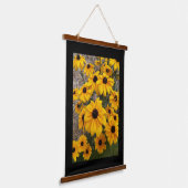 Black Eyed Susan Flowers met zwarte rand Hangend Wandkleed (Gebogen)
