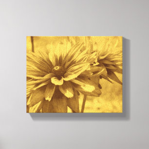 Black Eyed Susan Flowers Sepia Aged Kijk Canvas Afdruk