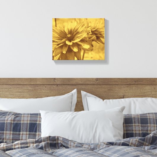 Black Eyed Susan Flowers Sepia Aged  Kijk Canvas Afdruk (Insitu (Slaapkamer))