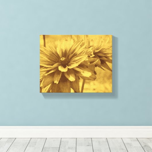 Black Eyed Susan Flowers Sepia Aged  Kijk Canvas Afdruk (Insitu (Houten vloer))