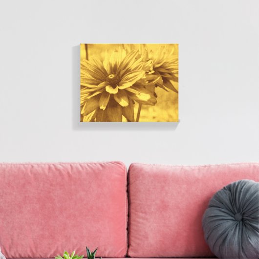 Black Eyed Susan Flowers Sepia Aged  Kijk Canvas Afdruk (Insitu (Woonkamer))