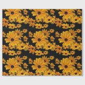 Black Eyed Susan Flowers Yellow Wrapping Paper Cadeaupapier (Vlak)