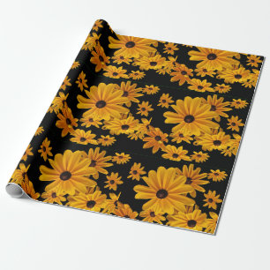 Black Eyed Susan Flowers Yellow Wrapping Paper Cadeaupapier