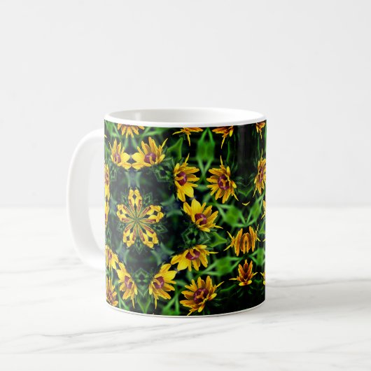 Black Eyed Susan Kaleidoscope Flower Art Koffiemok (Voorkant links)