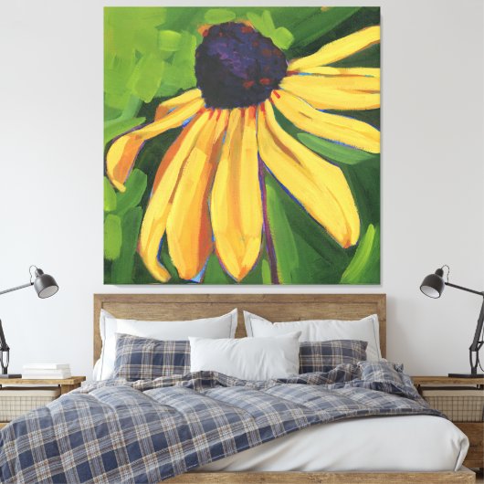 Black Eyed Susan Large Floral Canvas Afdruk (Insitu (Slaapkamer))