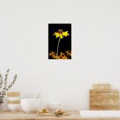 Black Eyed Susan op zwarte achtergrond Poster (Keuken)