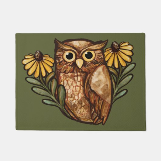 Black Eyed Susan Owl Flower Owls Deurmat (Voorkant)
