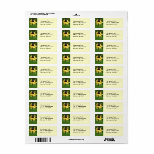 Black Eyed Susan Return Address Label (Full Sheet)