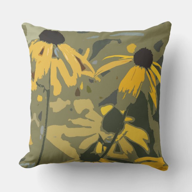 Black-Eyed Susan Rudbeckia Design OUTDDEUR kussen (Voorkant)