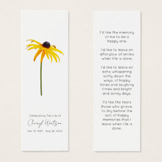Black eyed susan | Simple Memorial Mini Bookmark Visitekaartjes