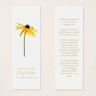 Black eyed susan | Simple Memorial Mini Bookmark Visitekaartjes