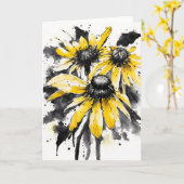 Black-eyed Susan - Watercolor flowers Kaart (Gele Bloem)