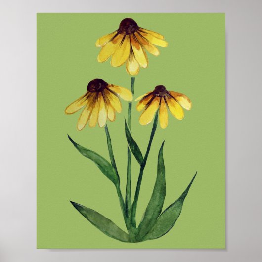 Black Eyed Susan Waterverf Daisy Art schattige dag Poster (Voorkant)