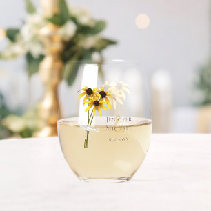 Black Eyed Susan wilde bloemen bruiloft Wijnglas Zonder Voet