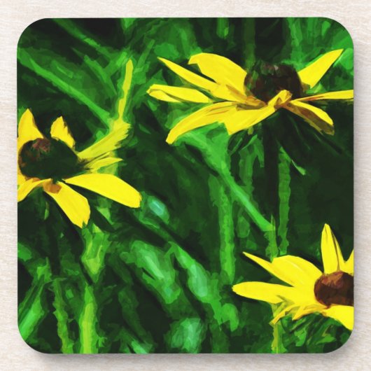 Black Eyed Susan Wildflower Abstract Bier Onderzetter (Voorkant)