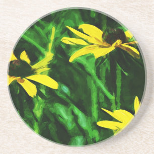 Black Eyed Susan Wildflower Abstract Zandsteen Onderzetter