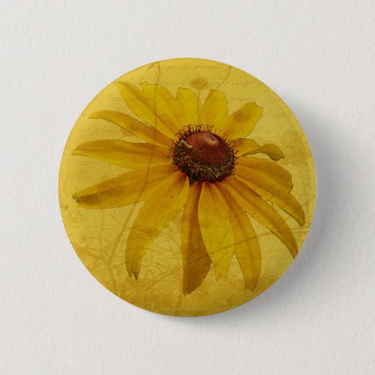 Black-Eyed Susan Wildflower Ronde Button 5,7 Cm (Voorkant)