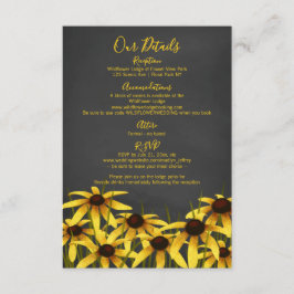 Black Eyed Susan Wilflower bruiloft Informatiekaartje