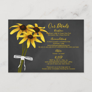 Black Eyed Susan Wilflower bruiloft Informatiekaartje