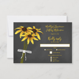 Black Eyed Susan Wilflower bruiloft RSVP Kaartje