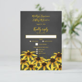 Black Eyed Susan Wilflower bruiloft RSVP Kaartje (Staand voorkant)
