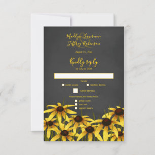 Black Eyed Susan Wilflower bruiloft RSVP Kaartje