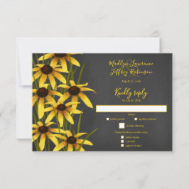 Black Eyed Susan Wilflower bruiloft RSVP Kaartje