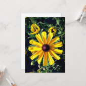 Black-Eyed Susan Yellow Flower Kaart (Voorkant / Achterkant in situ)