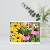 Black Eyed Susans and Pink Coneflower Daisy Garden Briefkaart (Staand voorkant)