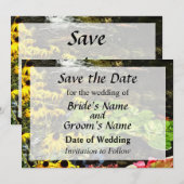 Black-Eyed Susans Bij Koi Vijver Save the Date (Voorkant / Achterkant)