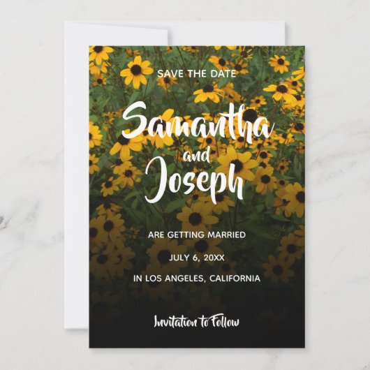 Black Eyed Susans Ombre Save the Date Kaart (Voorkant)