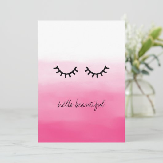 Black Eyelashes Pink Ombre Kaart (Staand voorkant)