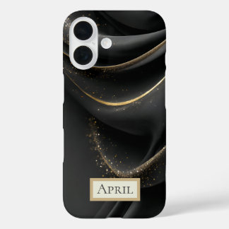 Black Fabric with Shimmering Gold  iPhone 16 Hoesje