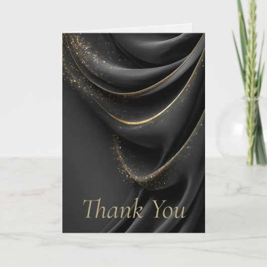 Black Fabric with Shimmering Gold Thank You Card (Voorkant)