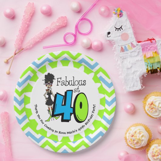 Black Fabulous met 40 40th Birthday Paper-Borden Papieren Bordje (Feest)