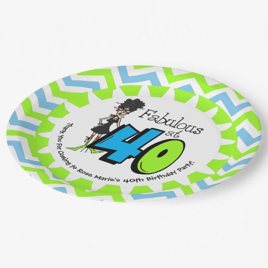 Black Fabulous met 40 40th Birthday Paper-Borden Papieren Bordje (Gekanteld)