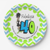 Black Fabulous met 40 40th Birthday Paper-Borden Papieren Bordje (Voorkant)