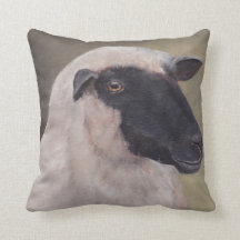 Black Face Sheep Art Pillow